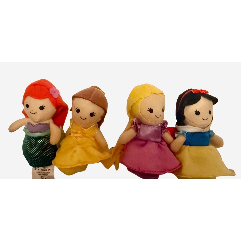 Disney Princess Finger Puppets Lot Ariel Belle Rapunzel Snow White Plush BONUS